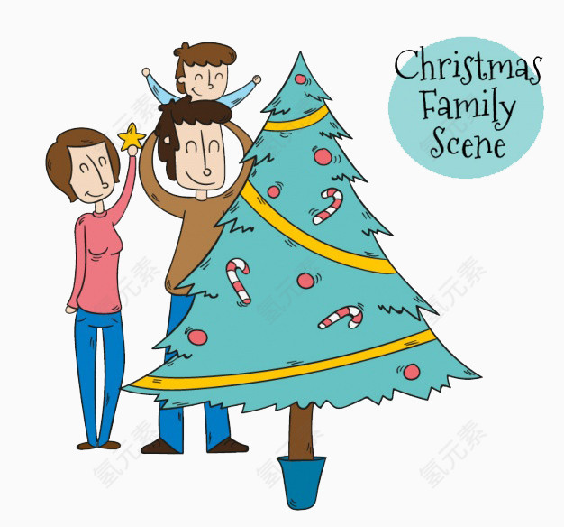 幸福的家庭圣诞场景