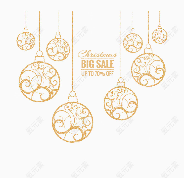 金色花纹吊球矢量