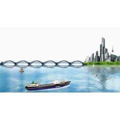 海洋城市桥梁背景素材