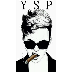 手绘时尚男子抽雪茄