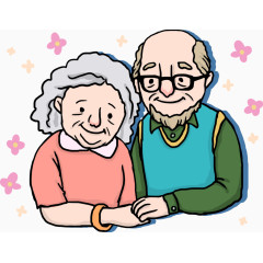 卡通幸福的老两口