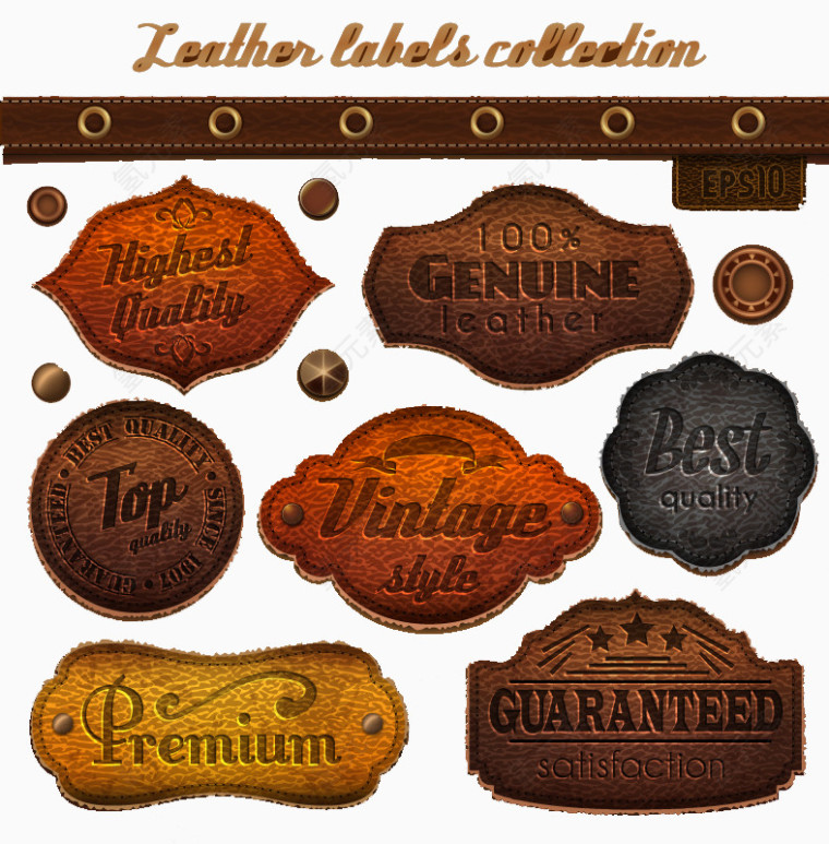 7款复古优质皮革标签矢量素材