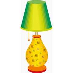卡通绿色灯罩台灯矢量