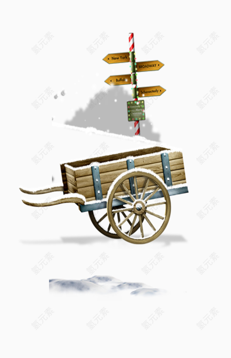 路标下的小推车