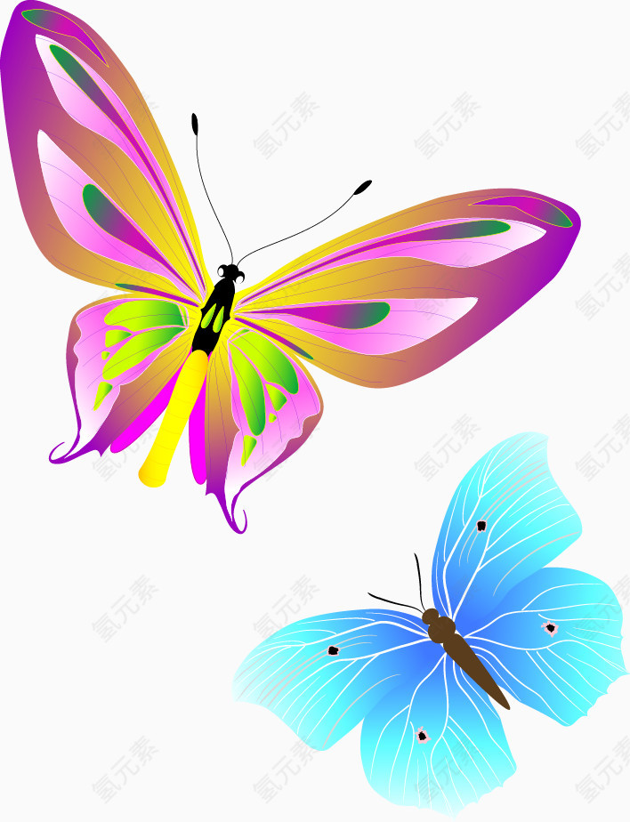 缤纷炫彩蝴蝶矢量唯美动物