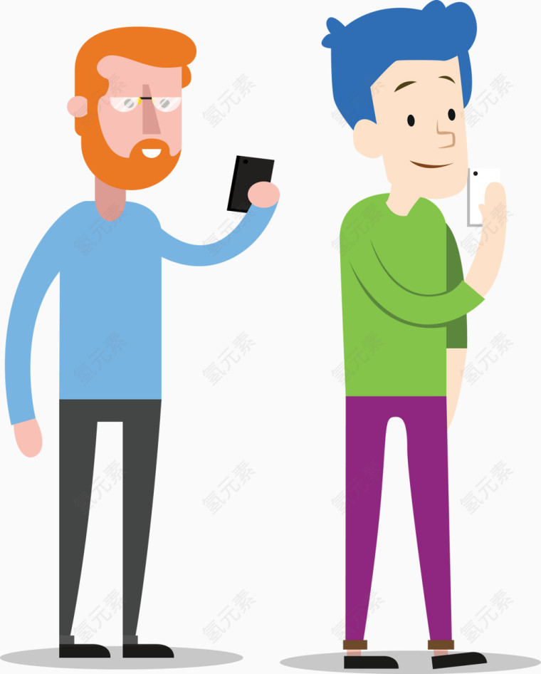 矢量看手机的男人