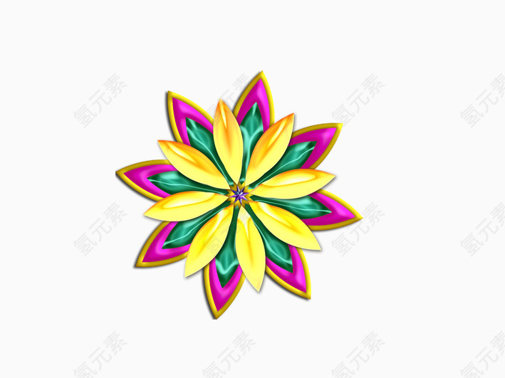 五彩流光绚丽花朵装饰