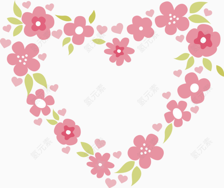 红色爱心花环