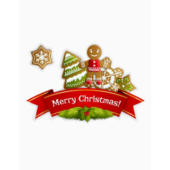 精美丝带装饰圣诞快乐矢量图