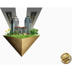 立体倒三角创意建筑房地产