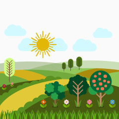 矢量春季绿色风景图