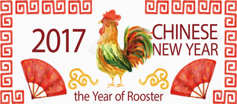 手绘2017鸡年快乐