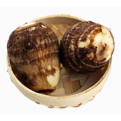 竹筐中的新鲜毛芋头