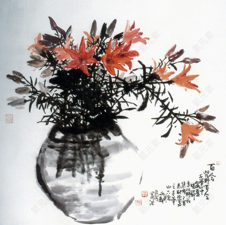 诗意国画水墨花卉