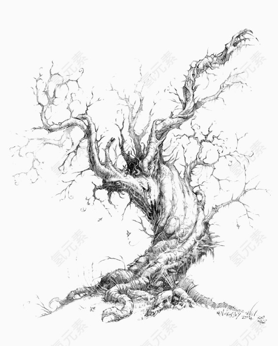 素描小树