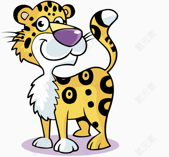 卡通可爱豹子仰头