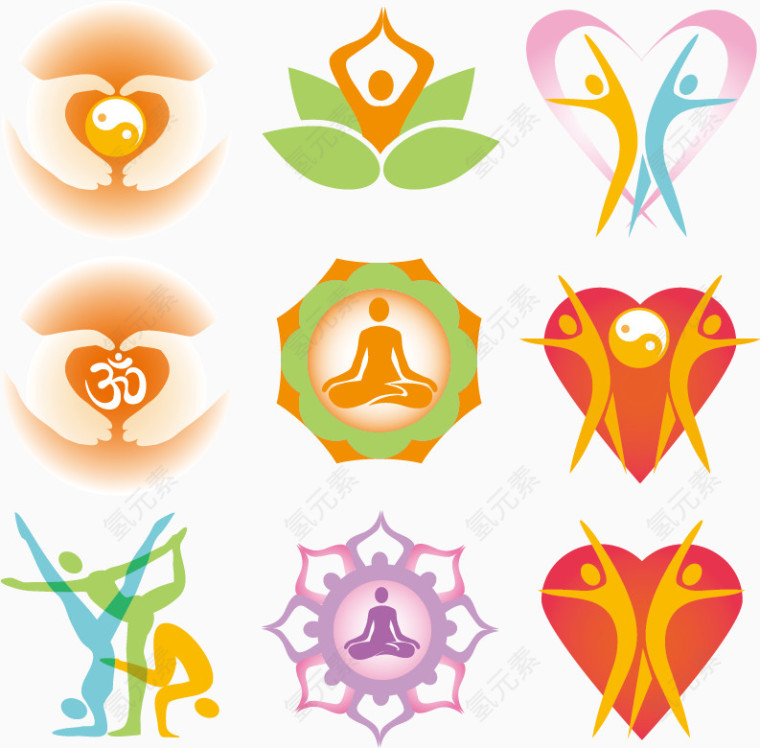 瑜伽logo矢量素材