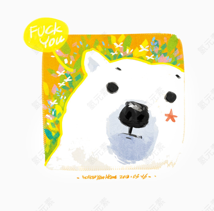 清新可爱卡通儿童插画白熊