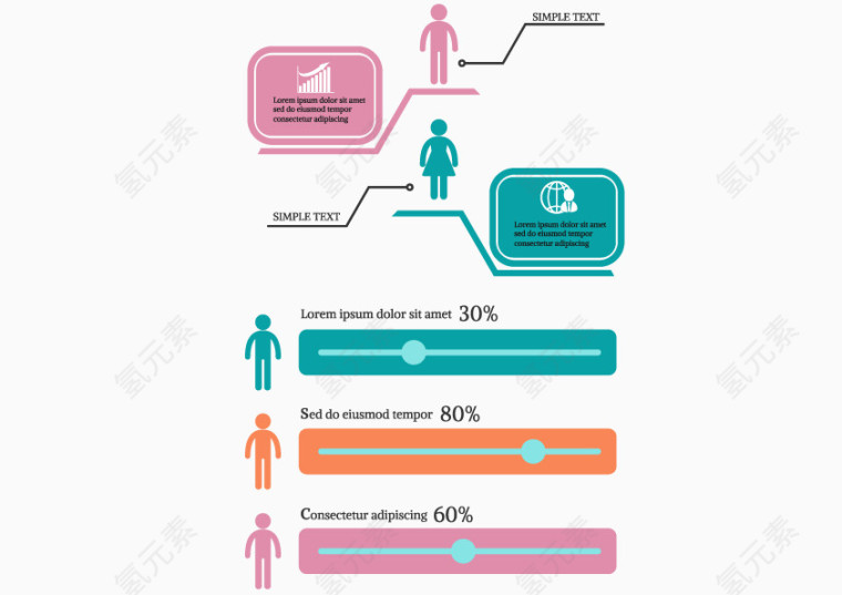 ppt彩色人群进度条数据