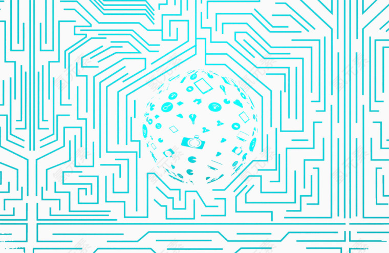 蓝色电路线条