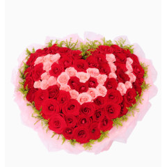 心形红粉玫瑰花束免扣素材