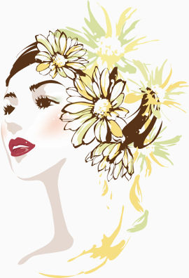 手绘花  女人