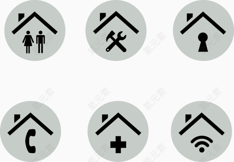 6款房产图标矢量