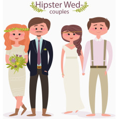 两对甜蜜结婚夫妇