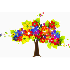 创意一树彩色花朵