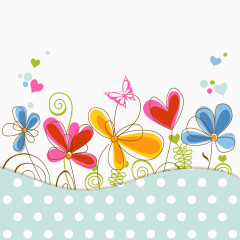 卡通鲜花植物背景矢量图