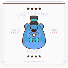 卡通土拨鼠日贺卡矢量素材