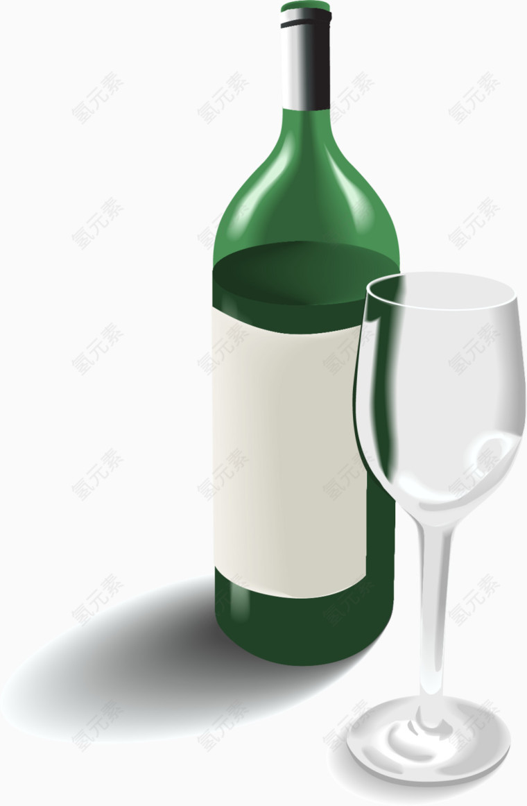 矢量手绘红酒瓶