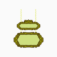 黄色复古花纹吊牌