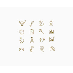 手绘图标灯泡放大镜火箭图钉