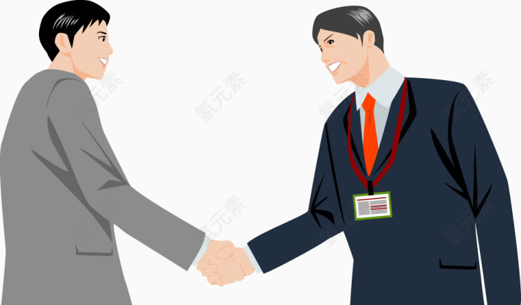 商务男人合作握手手绘