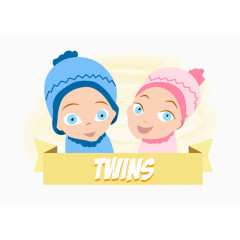 可爱的双胞胎婴儿插画