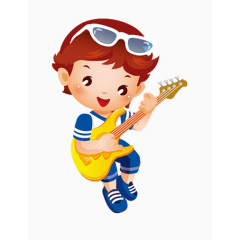 弹吉他的小男孩