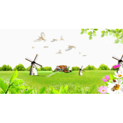 绿草房子和平鸽