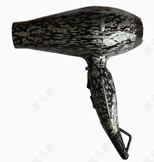 黑底银花个性电吹风