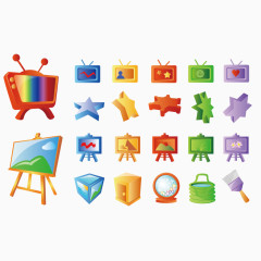 矢量卡通电视画架