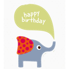 卡通大象生日背景矢量素材