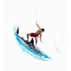 站在海豚上的男人