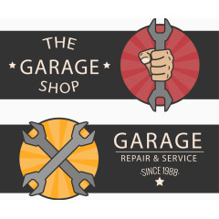 2款复古汽车维修卡片矢量图