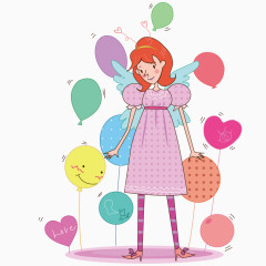 女孩气球图矢量