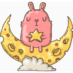 月亮上的矢量兔子