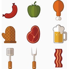 矢量手绘烤肉食物