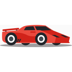 矢量卡通扁平化红色跑车