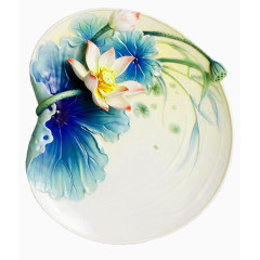 荷花荷叶装饰瓷盘