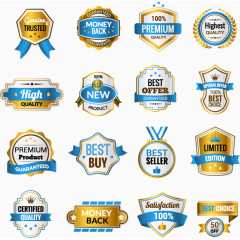 蓝色质感标签设计矢量素材