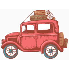 矢量红色旅行的车